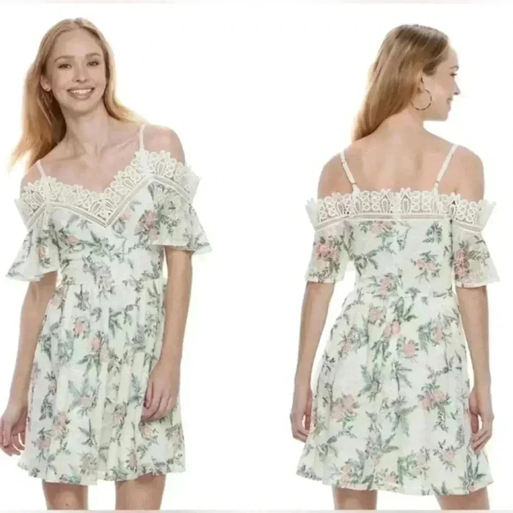 DINSEY PRINCESS WHITE OFF THE SHOULDER FLOWER DRESS